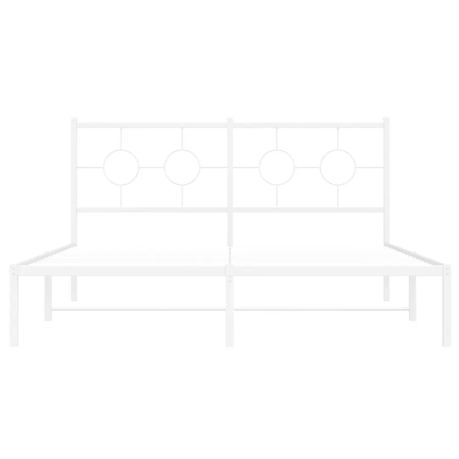 Cadre de lit métal sans matelas et tête de lit blanc 150x200 cm - 5