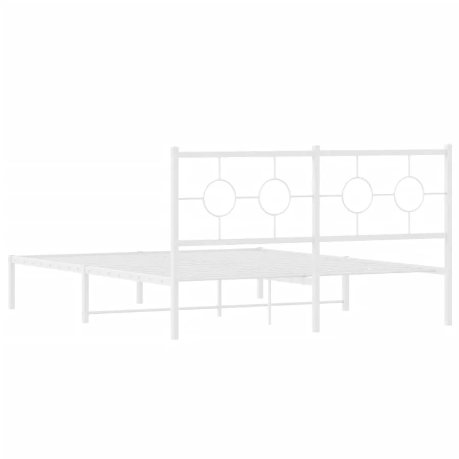 Cadre de lit métal sans matelas et tête de lit blanc 150x200 cm - 7