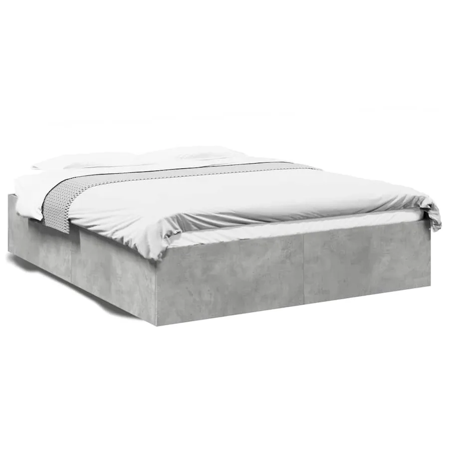 Cadre de lit sans matelas gris béton 150x200 cm - 2