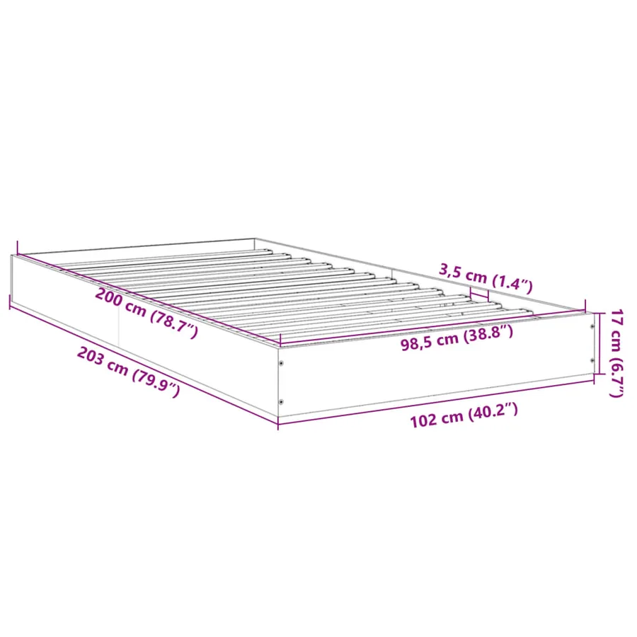 Cadre de lit sans matelas noir 100x200 cm bois d'ingénierie - 10