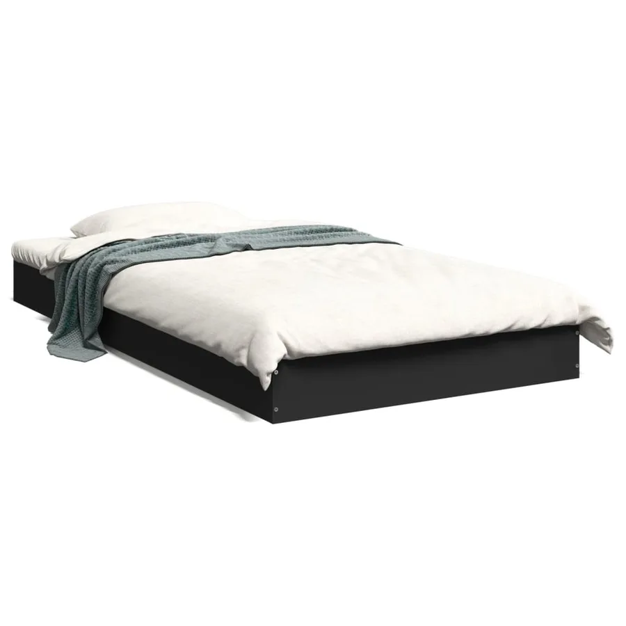 Cadre de lit sans matelas noir 100x200 cm bois d'ingénierie - 2