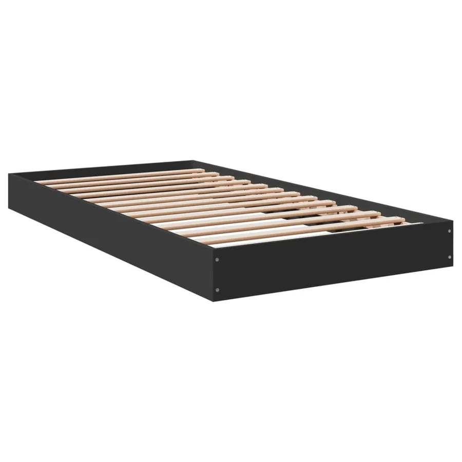 Cadre de lit sans matelas noir 100x200 cm bois d'ingénierie - 6