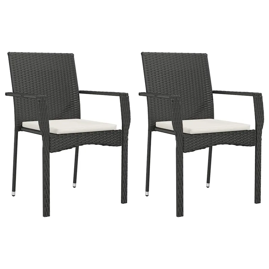 Ensemble à manger de jardin coussins 7pcs Noir Résine tressée - 3