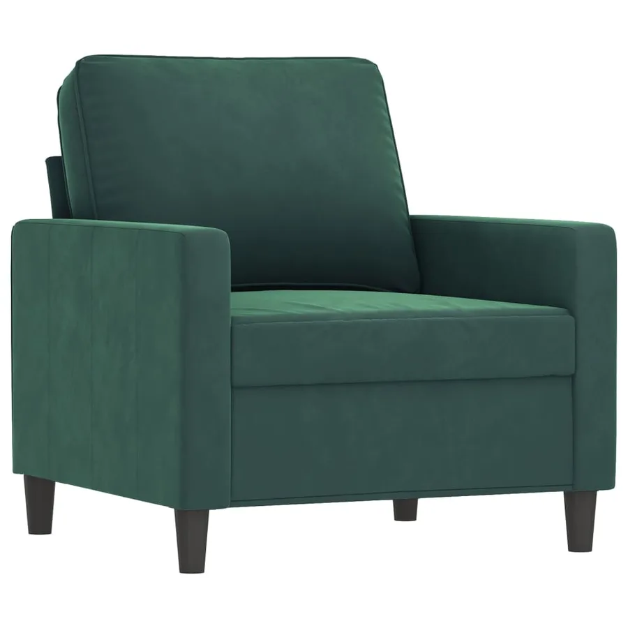 Ensemble de canapés 4 pcs avec coussins vert foncé velours - 3