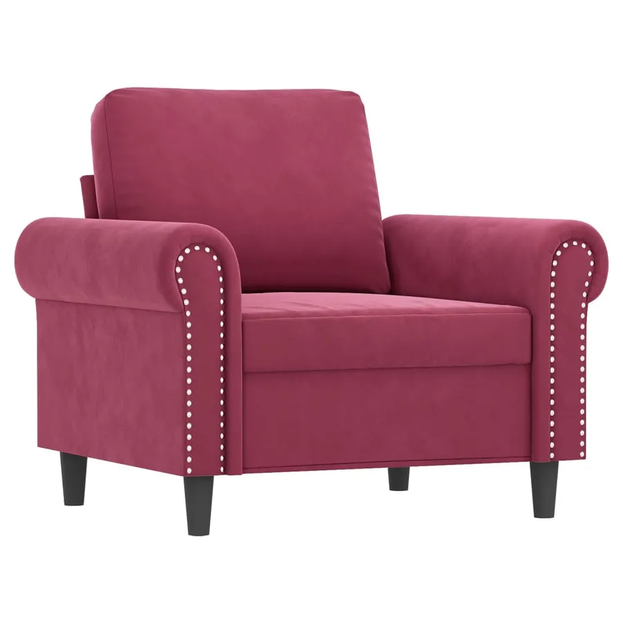 Ensemble de canapés 4 pcs avec coussins Rouge bordeaux Velours - 3