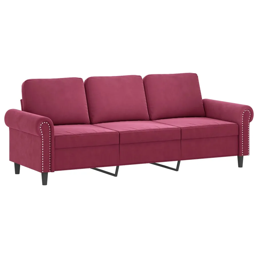 Ensemble de canapés 4 pcs avec coussins Rouge bordeaux Velours - 5