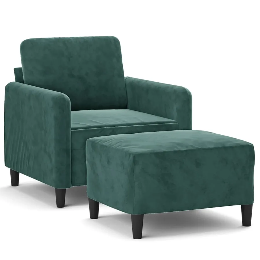 Fauteuil avec repose-pied Vert foncé 60 cm Velours - 2