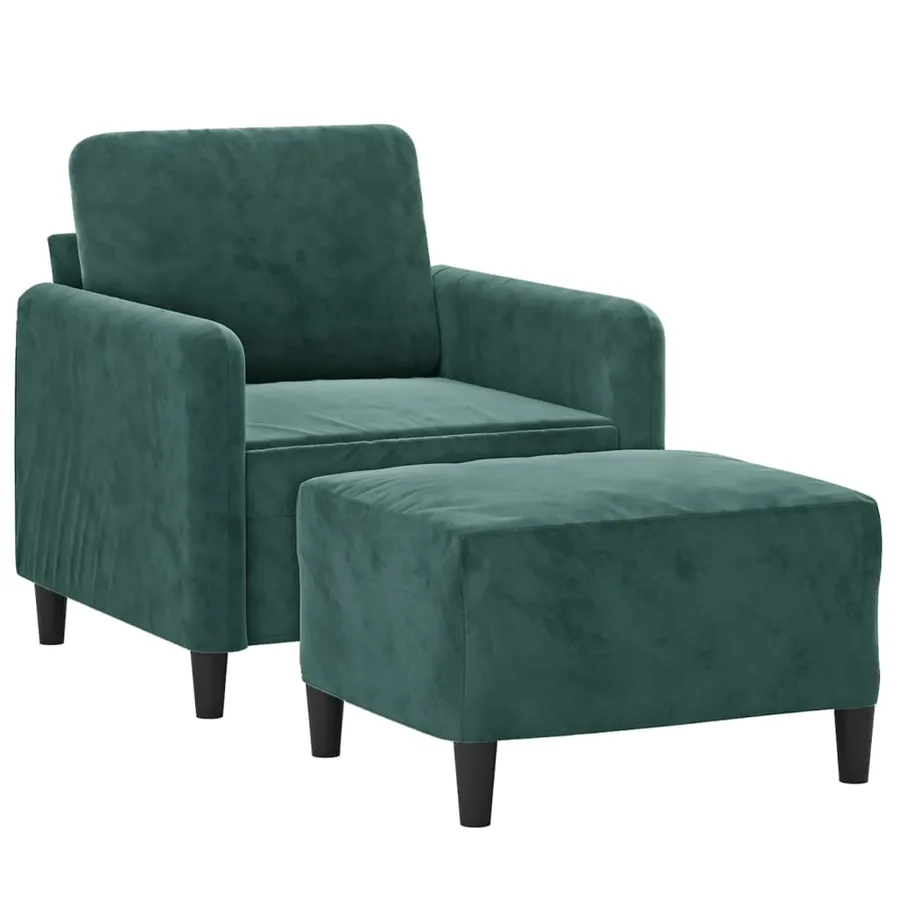 Fauteuil avec repose-pied Vert foncé 60 cm Velours - 3