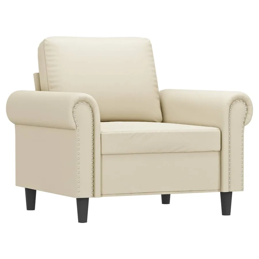 Fauteuil avec repose-pied Crème 60 cm Similicuir - 4