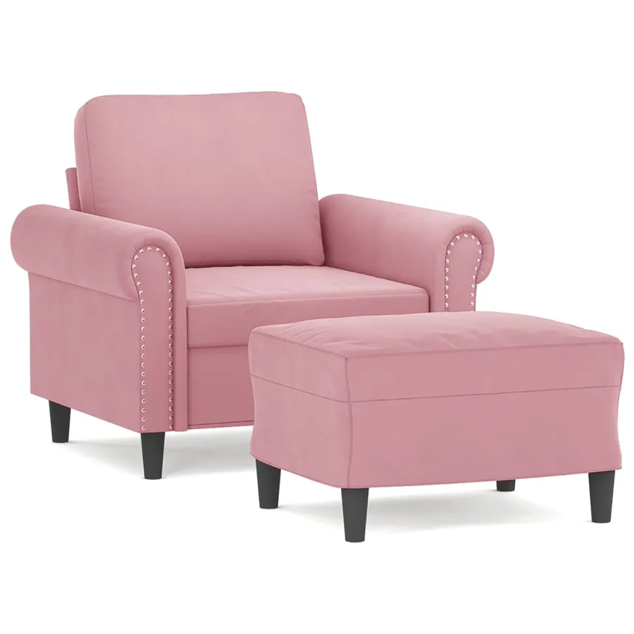 Fauteuil avec repose-pied Rose 60 cm Velours - 2