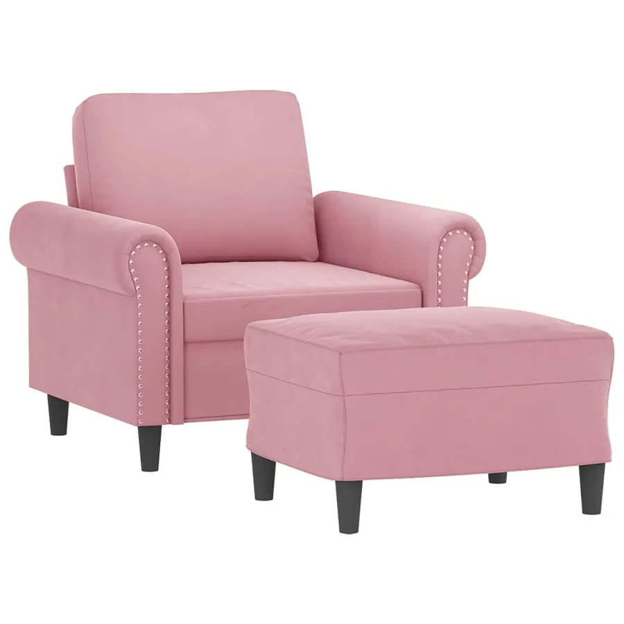 Fauteuil avec repose-pied Rose 60 cm Velours - 3
