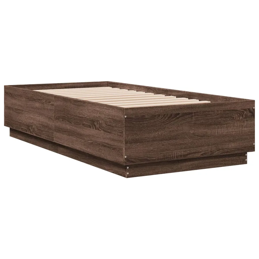 Cadre de lit avec LED sans matelas chêne marron 75x190 cm - 3