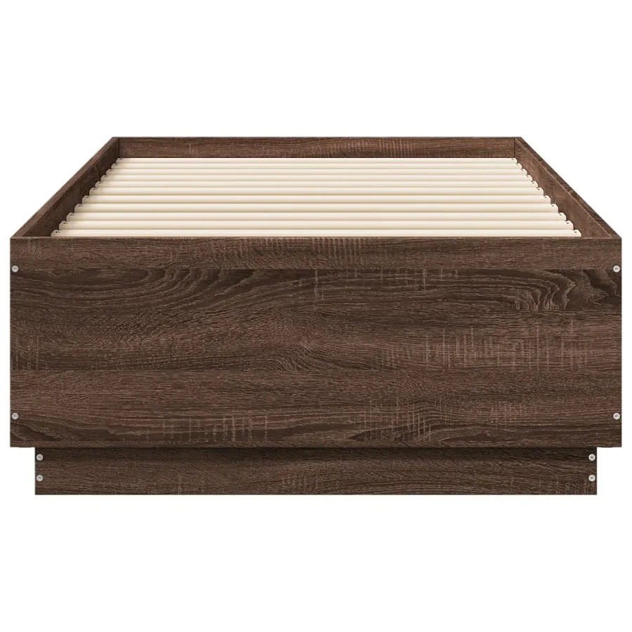Cadre de lit avec LED sans matelas chêne marron 75x190 cm - 6