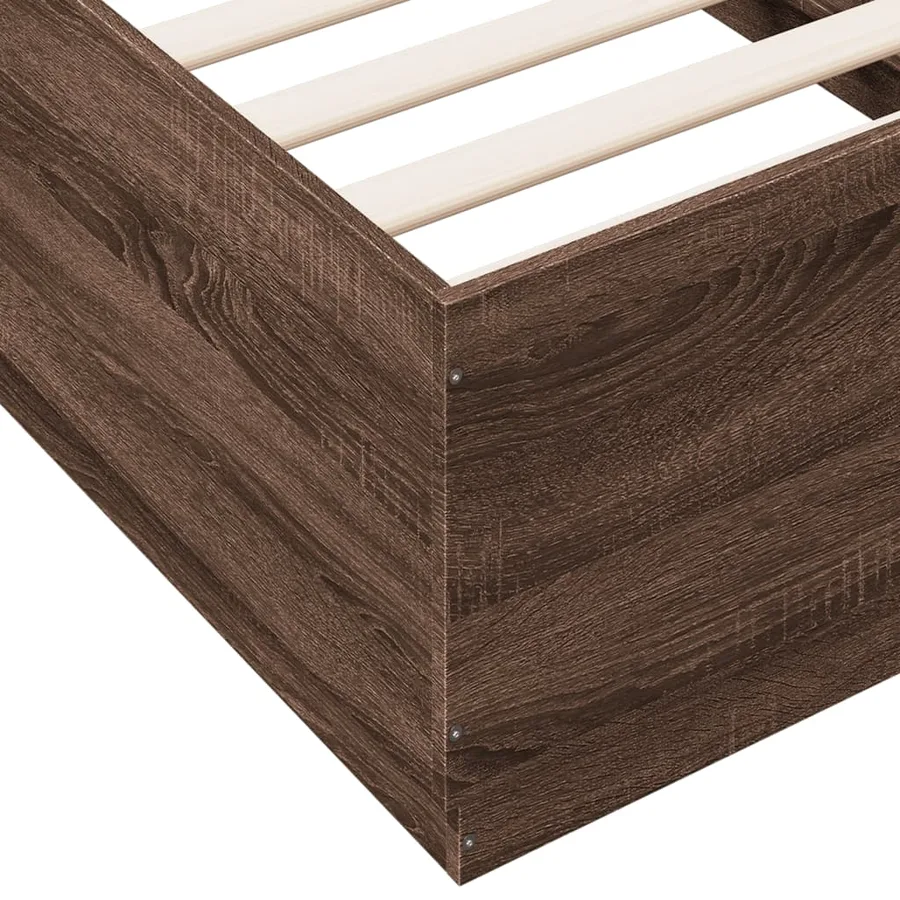 Cadre de lit avec LED sans matelas chêne marron 75x190 cm - 9