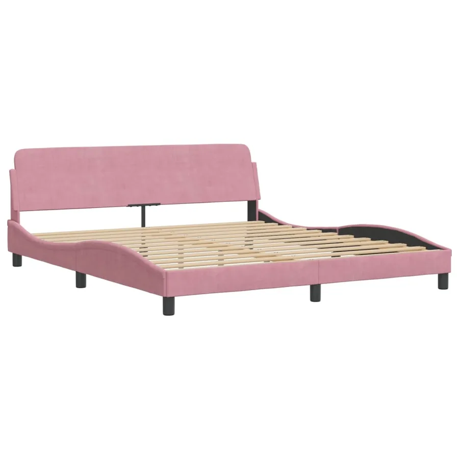 Lit avec matelas rose 180x200 cm velours - 4