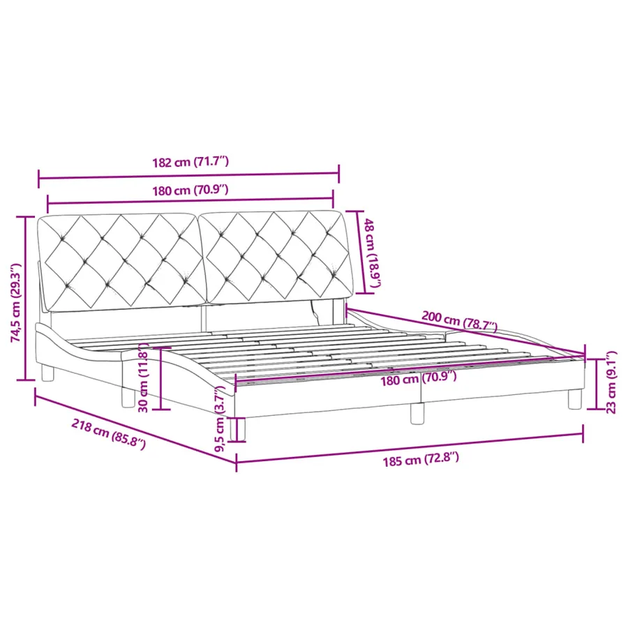 Cadre de lit avec LED sans matelas rose 180x200 cm velours - 16