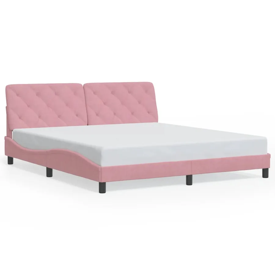 Cadre de lit avec LED sans matelas rose 180x200 cm velours - 5