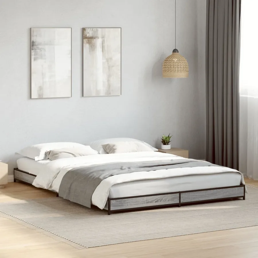 Cadre de lit sans matelas sonoma gris 120x200 cm