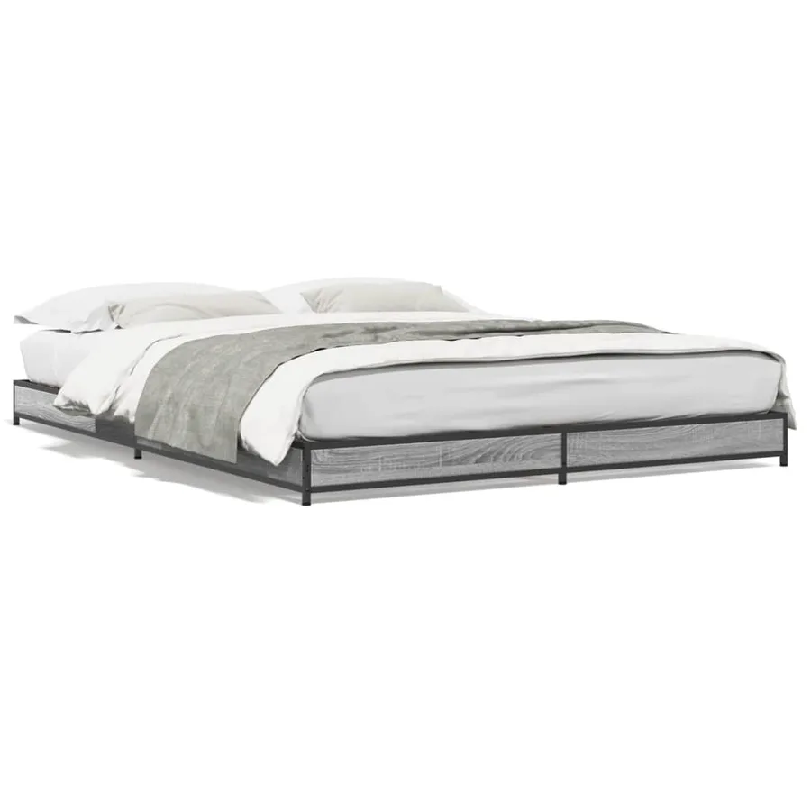 Cadre de lit sans matelas sonoma gris 120x200 cm - 2