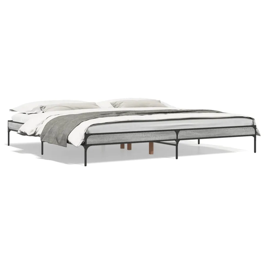 Cadre de lit sans matelas sonoma gris 200x200 cm - 2