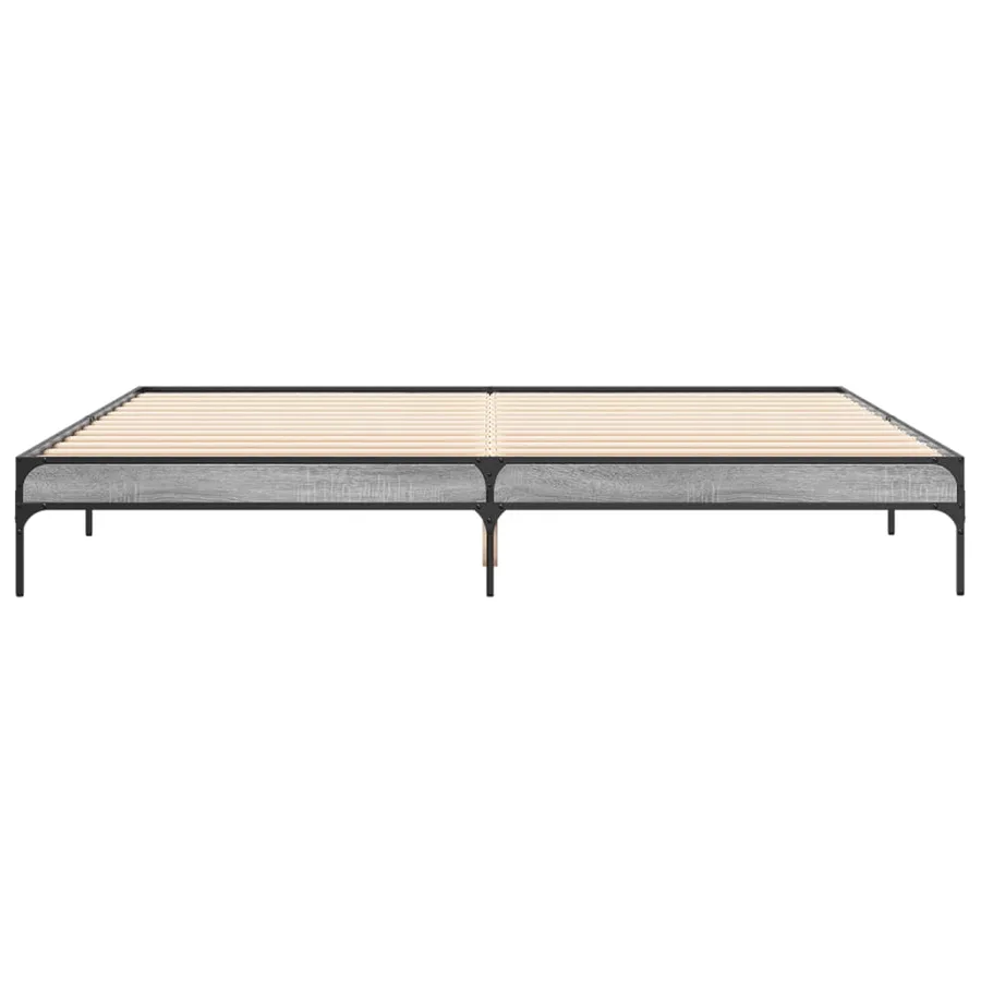 Cadre de lit sans matelas sonoma gris 200x200 cm - 4