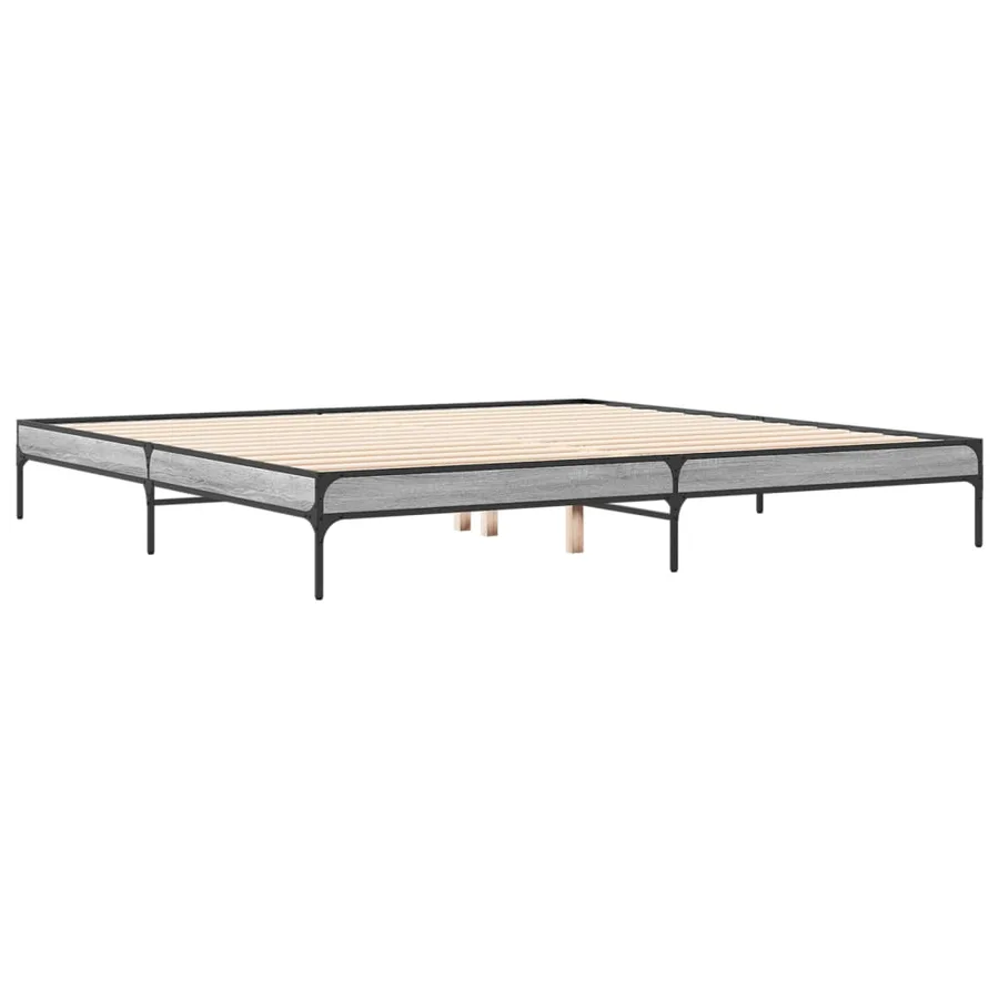 Cadre de lit sans matelas sonoma gris 200x200 cm - 6
