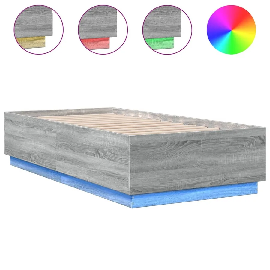 Cadre de lit avec LED sans matelas sonoma gris 90x190 cm - 2