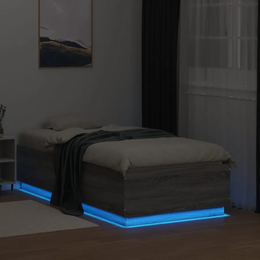 Cadre de lit avec LED sans matelas sonoma gris 90x190 cm - 4
