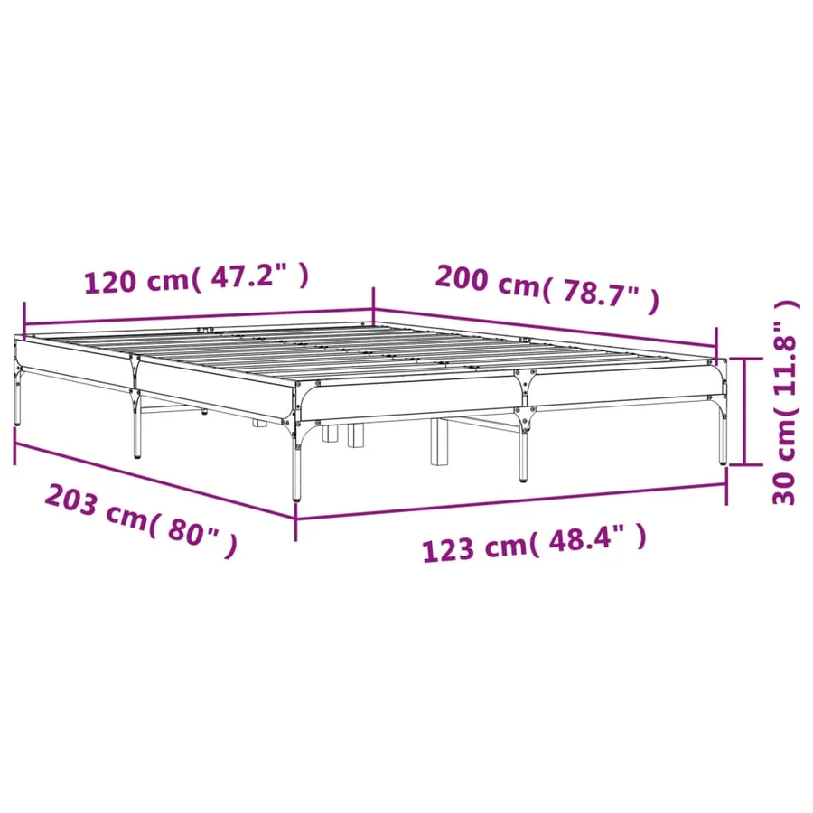 Cadre de lit sans matelas sonoma gris 120x200 cm - 9