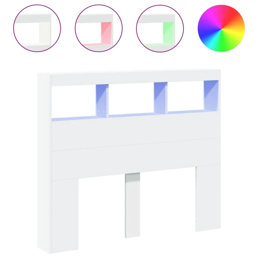 Armoire tête de lit avec LED blanc 120x17x102 cm - 2