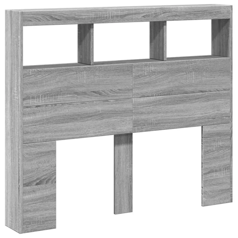 Armoire tête de lit avec LED sonoma gris 120x17x102 cm - 3