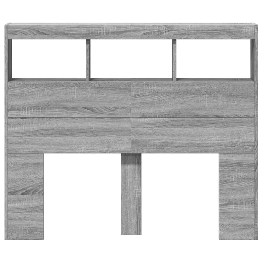 Armoire tête de lit avec LED sonoma gris 120x17x102 cm - 4