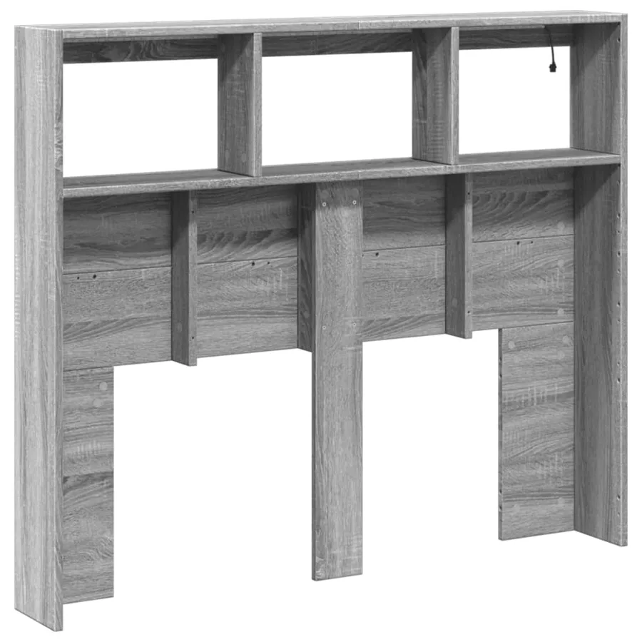 Armoire tête de lit avec LED sonoma gris 120x17x102 cm - 6