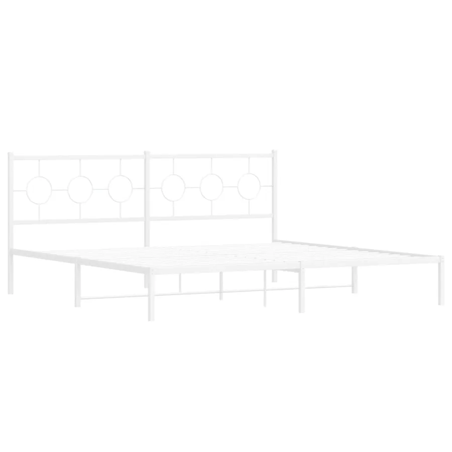 Cadre de lit métal sans matelas et tête de lit blanc 200x200 cm - 3