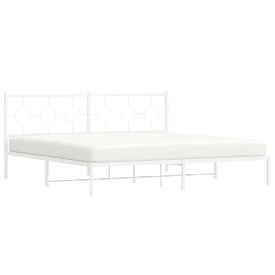 Cadre de lit métal sans matelas et tête de lit blanc 200x200 cm - 4