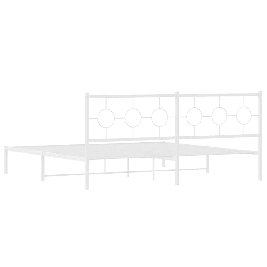 Cadre de lit métal sans matelas et tête de lit blanc 200x200 cm - 7