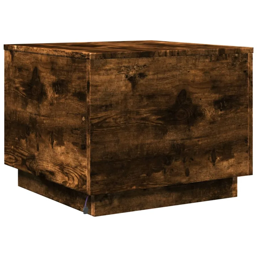 Table basse avec lumières LED chêne fumé 50x50x40 cm - 9