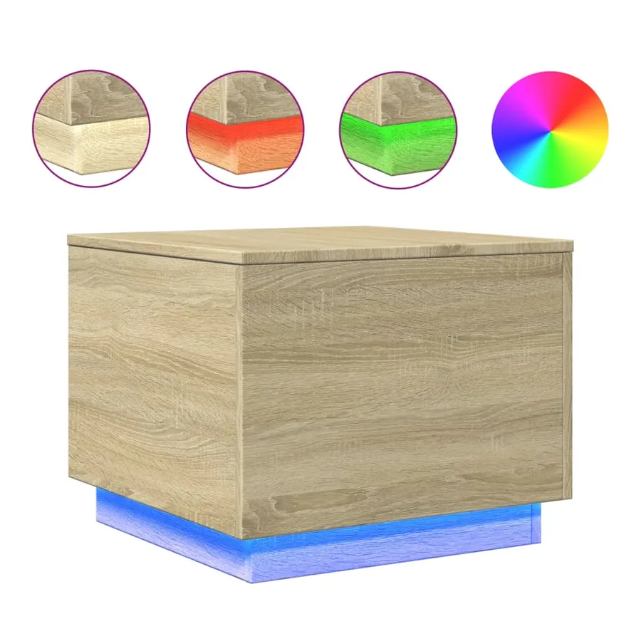 Table basse avec lumières LED chêne sonoma 50x50x40 cm - 2