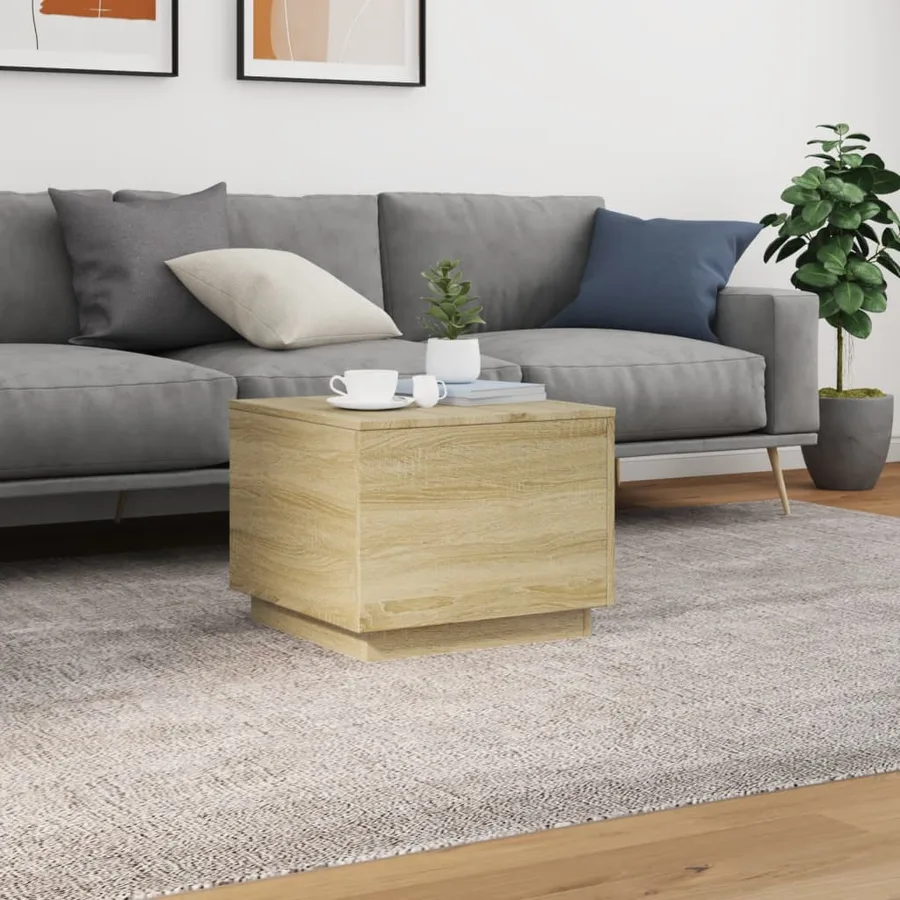 Table basse avec lumières LED chêne sonoma 50x50x40 cm - 4