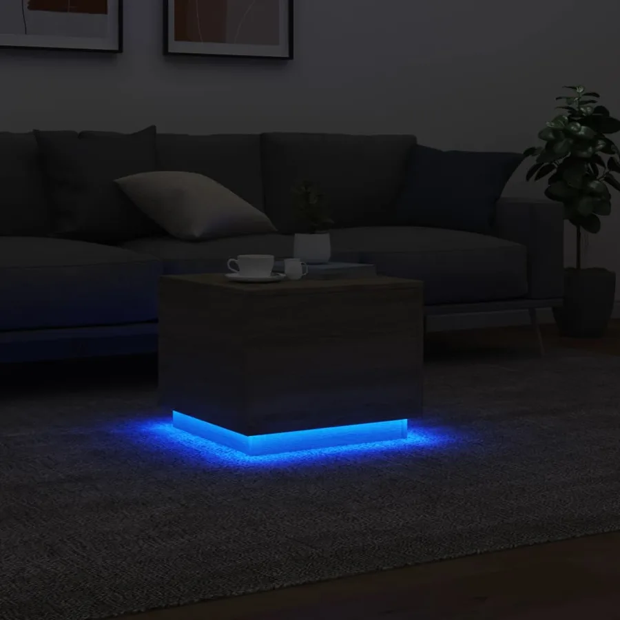 Table basse avec lumières LED chêne sonoma 50x50x40 cm - 5