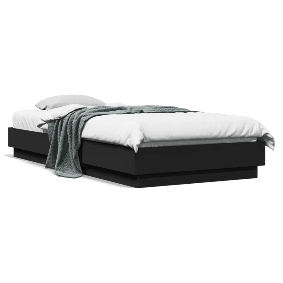 Cadre de lit sans matelas noir 100x200 cm bois d'ingénierie - 2