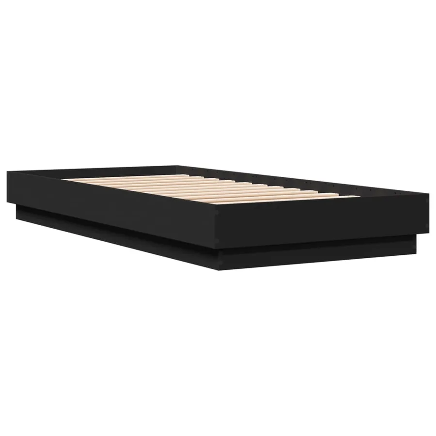 Cadre de lit sans matelas noir 100x200 cm bois d'ingénierie - 3
