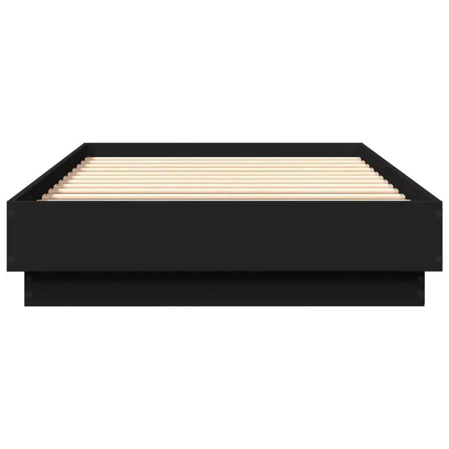 Cadre de lit sans matelas noir 100x200 cm bois d'ingénierie - 4