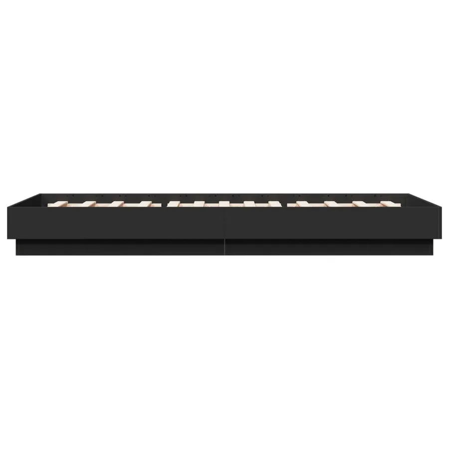 Cadre de lit sans matelas noir 100x200 cm bois d'ingénierie - 5