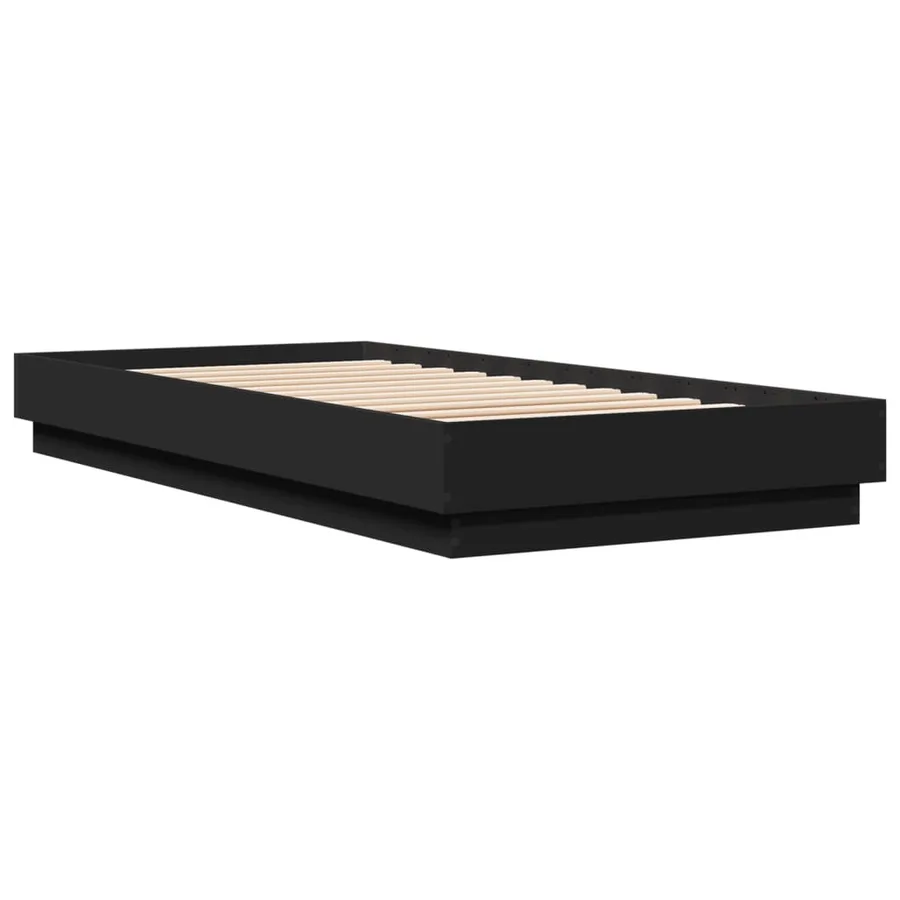 Cadre de lit sans matelas noir 100x200 cm bois d'ingénierie - 6