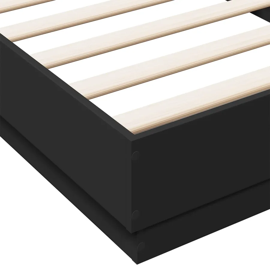 Cadre de lit sans matelas noir 100x200 cm bois d'ingénierie - 7
