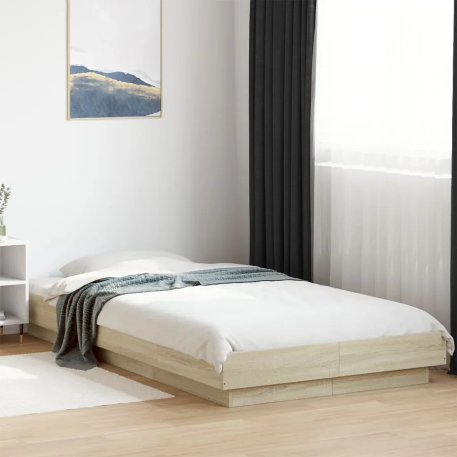Cadre de lit sans matelas chêne sonoma 75x190 cm