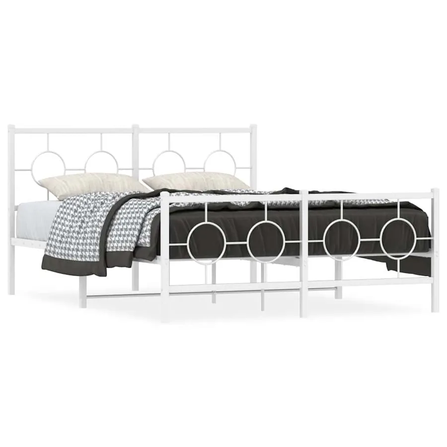 Cadre de lit métal sans matelas et pied de lit blanc 140x200 cm - 2