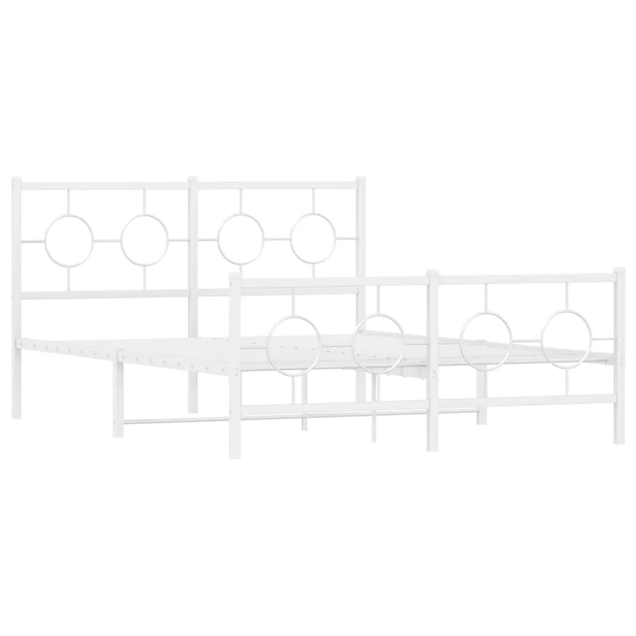 Cadre de lit métal sans matelas et pied de lit blanc 140x200 cm - 3