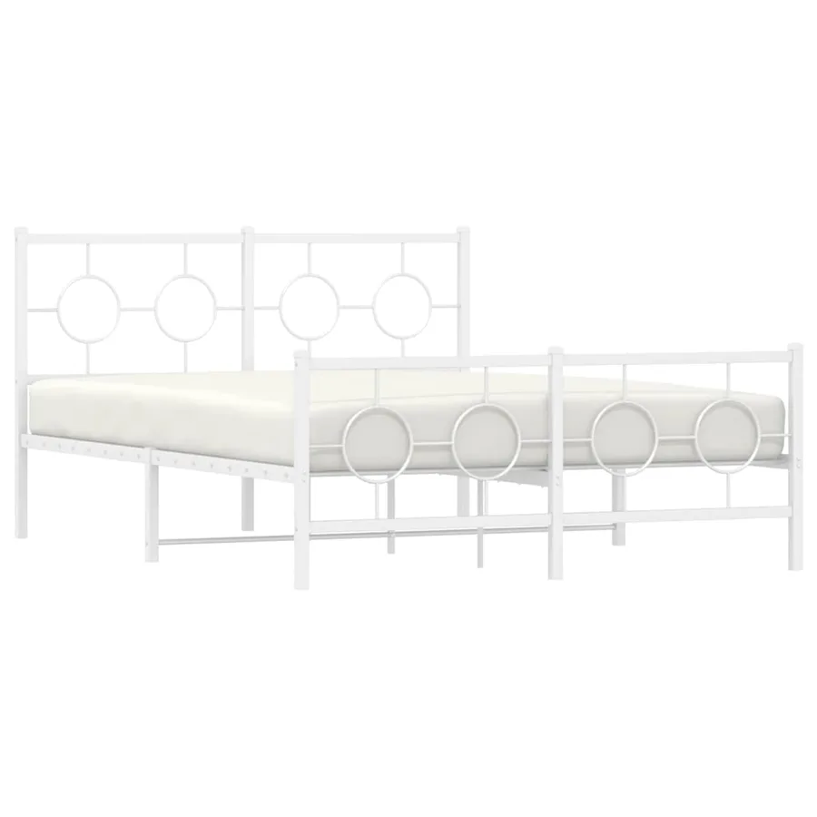 Cadre de lit métal sans matelas et pied de lit blanc 140x200 cm - 4